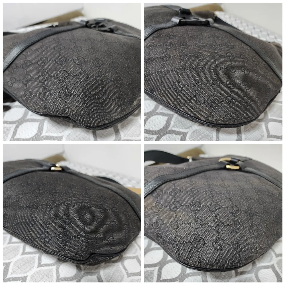 Gucci Canvas Reins Hobo Bag Black